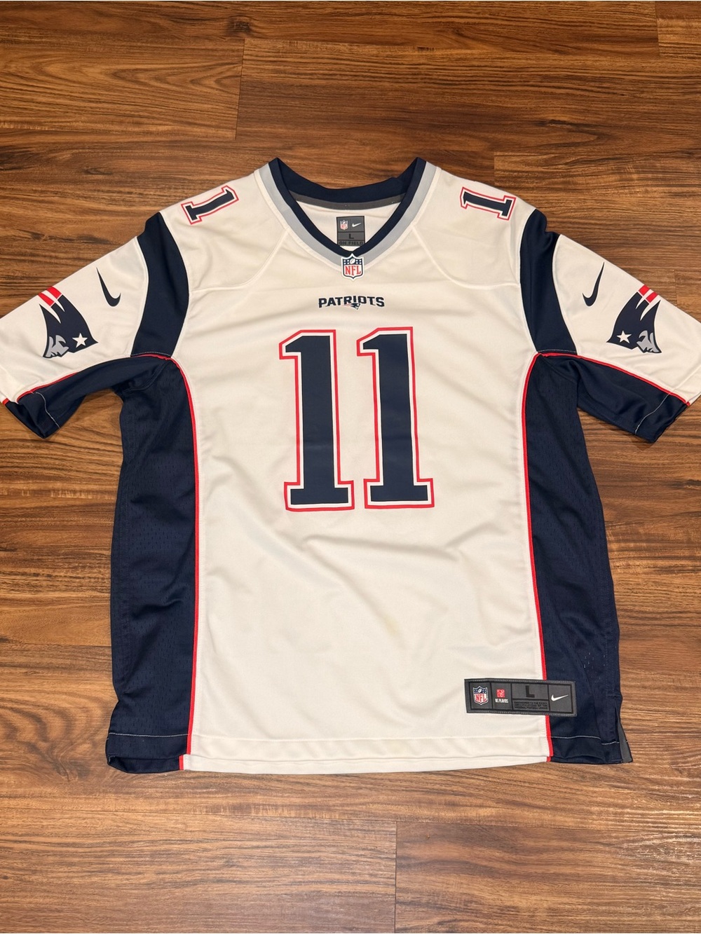 Nike New England Patriots Julian Edelman #11 Jersey L On Field White Jersey
